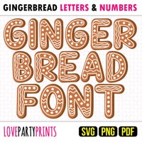 Gingerbread Alphabet Clipart, Christmas Letters & Numbers, Holiday ...