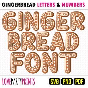 FUENTE GINGERBREAD Archivos SVG, Png y Pdf, 300 ppp de alta calidad, Silhouette Vector, Crea tu propio banner 984