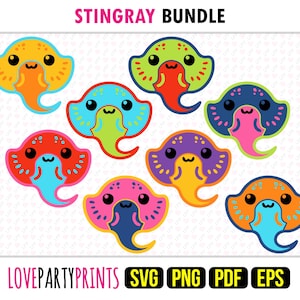 Kids Stingray SVG, PNG, EPS, Pdf, Layered Vector Cut Machine Laser Graphic Sublimation Print Design Templates, Instant Download, 1805
