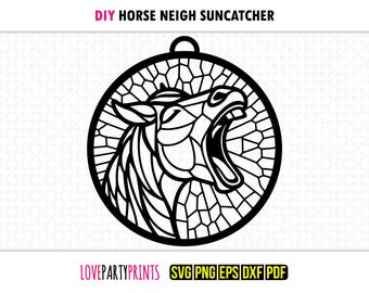 Acchiappasole con cavallo nitrito SVG, decorazione per finestra tagliata al laser (download digitale)