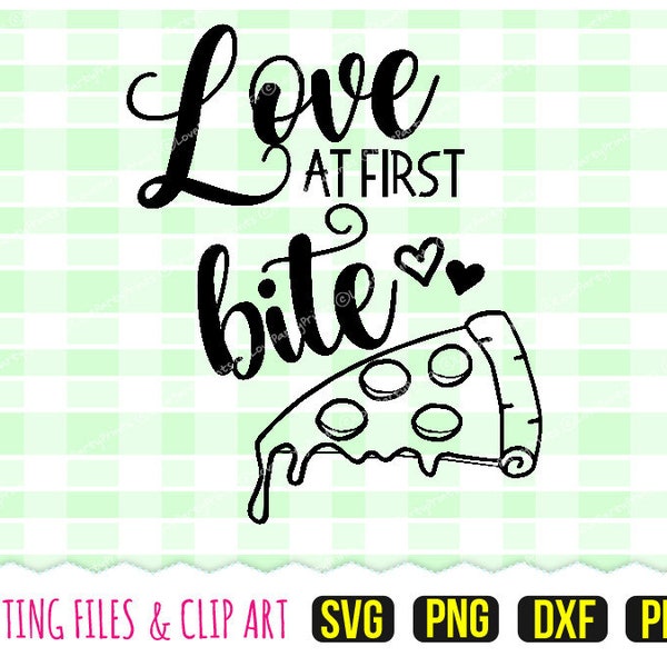 Love at first bite Svg, DXF, PNG, PDF, Italian Food Svg, Pizza Svg, Hand Drawn Clip Art, Cutting Files, Personal Commercial Use (svg168)