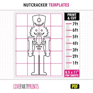 Nutcracker Silhouette Stencil PDF, Giant Trace and Cut Templates, Life Size Outdoor Lawn Template, 1ft - 7ft, Instant Download, BT97