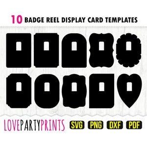 Cartão de exibição de rolo de crachá Svg, DXF, PNG, PDF, modelo de cartão de exibição, embalagem de rolo de crachá, 10 designs 2,9 x 4", svg733
