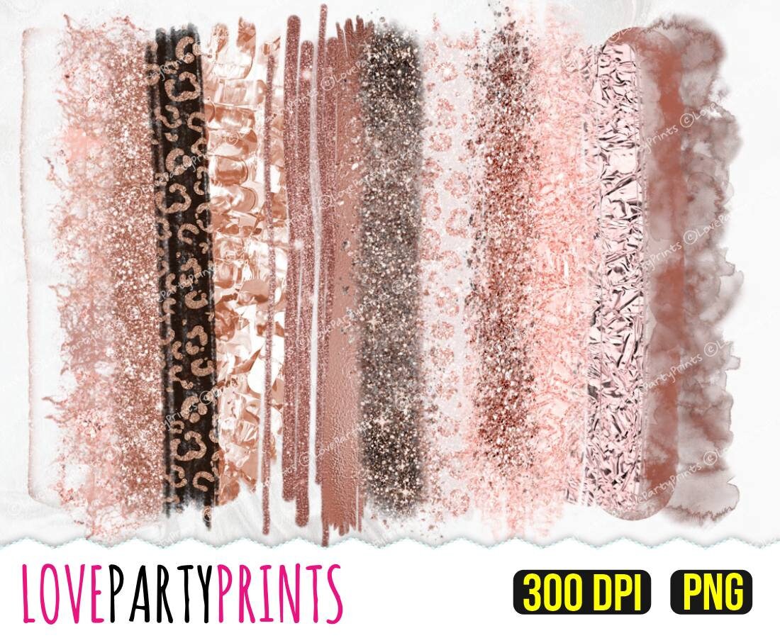 Rose Gold Brush Strokes Clipart PNG format 300dpi rose gold | Etsy