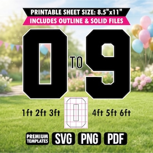 Mozaïek nummers sjabloon 0-9 ballon frame verjaardagsfeestje prop knipsel afdrukbare SVG PNG PDF