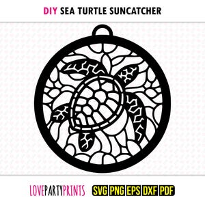 Sea Turtle SVG Suncatcher, Dxf, Png, Pdf, Eps, Window Ornament Sun Catcher, Laser Cutter Silhouette Vector Clip Art, Cutting Files, 1315