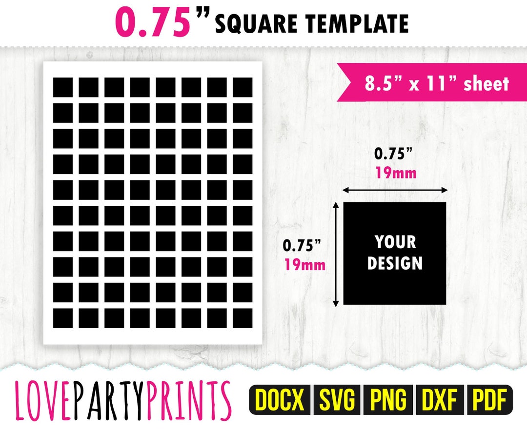 0.75 Inch Square Template SVG, PDF, Png, Dxf, Blank Square Template, Ms ...