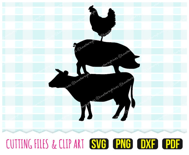 Farm Animals Svg DXF PNG PDF Cow Svg Pig Svg Chicken - Etsy