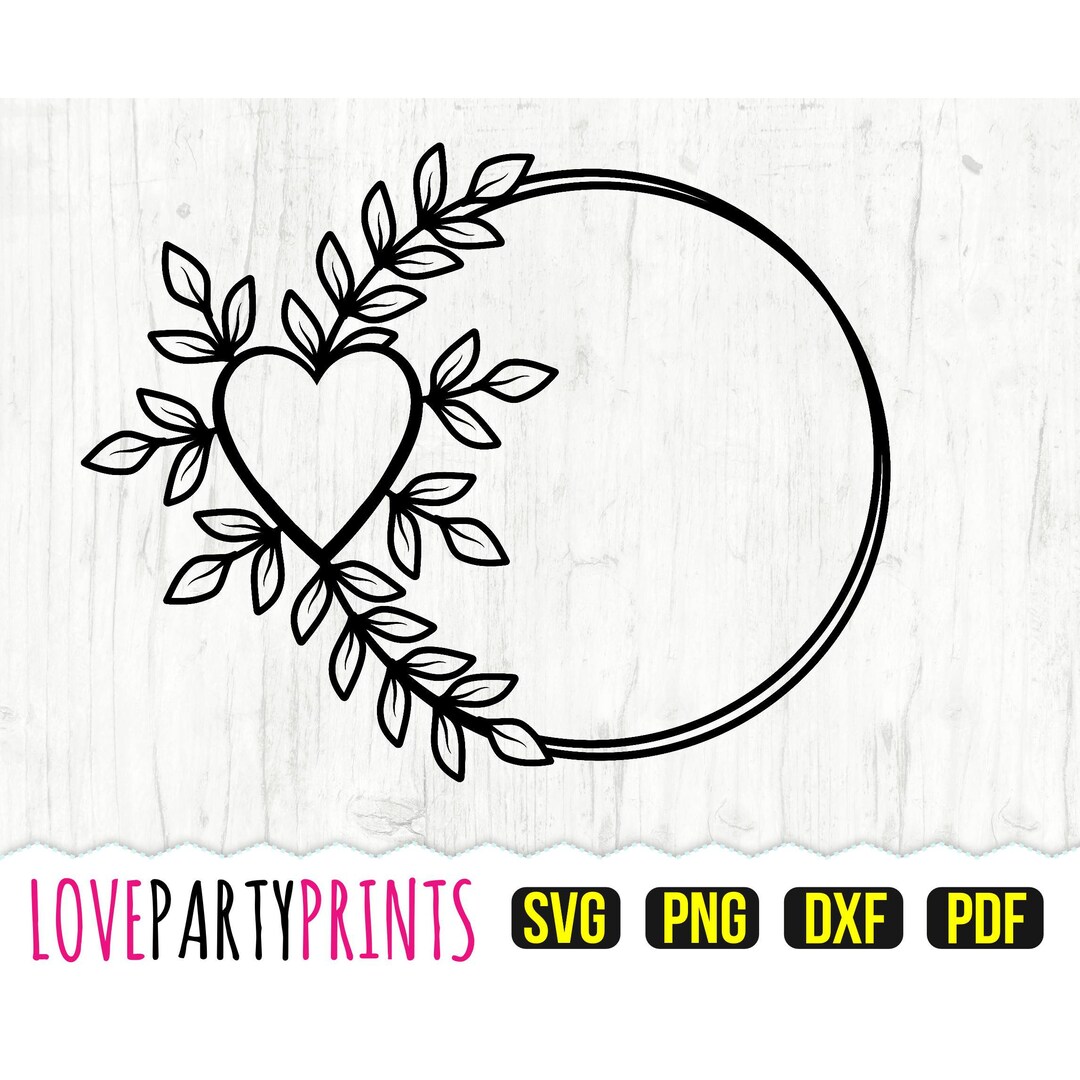 Heart Wreath SVG, DXF, PNG, Pdf, Leaf Border Svg, Floral Wreath Svg ...