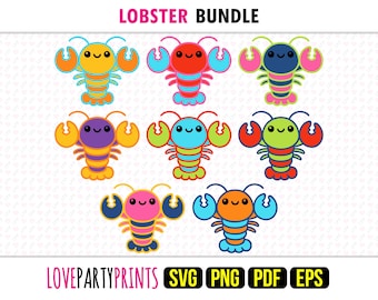 Kids Lobster SVG, PNG, EPS, Pdf, Layered Vector Cut Machine Laser Graphic Sublimation Print Design Templates, Instant Download, 1802