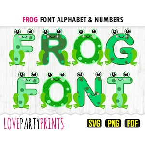FROG FONT SVG-, Png- und Pdf-Dateien, 300 dpi hohe Qualität, Silhouette-Vektorgrafik, Erstellen Sie Ihr eigenes Banner (SVG1007)