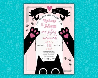 Cat Bachelorette Party Invitation | Editable Canva Template | Kitty Bridal Shower Invite | Digital Download  | Mobile & 5x7