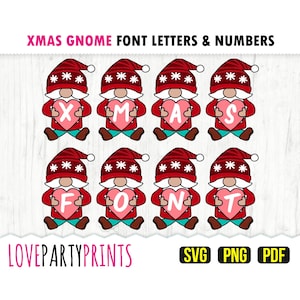 XMAS GNOME FONT Svg-, Png- en Pdf-bestanden, Gnome-alfabet, Gnome-nummers, Gnome Clipart-lettertype, kerstlettertype, Clipart-lettertype, Svg-lettertype, anb79