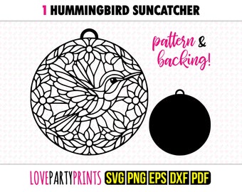 Hummingbird Suncatcher SVG, Dxf, Png, Pdf, Eps, Bird Window Ornament Sun Catcher, Laser Cutter Silhouette Vector Clip Art, Cutting Files