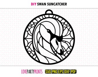 Swan Suncatcher SVG, Wildlife Bird Ornament, Laser Cut File (Digital Download)