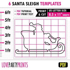 Nikolausschlitten Vorlage, PDF, Weihnachten Silhouette, lebensgroße Weihnachtsdekoration, 3m - 6ft, druckbare Schablone, zum sofortigen Download