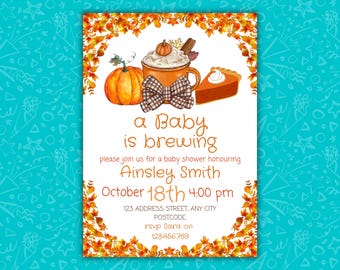 Sjabloon pompoen babyshower | Herfstthema-uitnodiging | Bewerkbaar canvas | Babystrooisel herfst | Digitale download | Mobiel en 5 x 7 inch