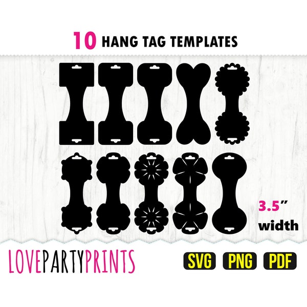 Hang Tag Templates Svg, PNG, PDF, Hair Tie Display Tag Template, 3.5" Width Templates, Hang Tag Packaging, Fold Over Cut Files, 1209