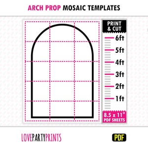 Chiara Wall Template PDF, 1ft, 2ft, 3ft, 4ft, 5ft, 6ft, Mosaic from Balloons, Chiara Backdrop, 8.5"x11" Printable PDF, Instant Download