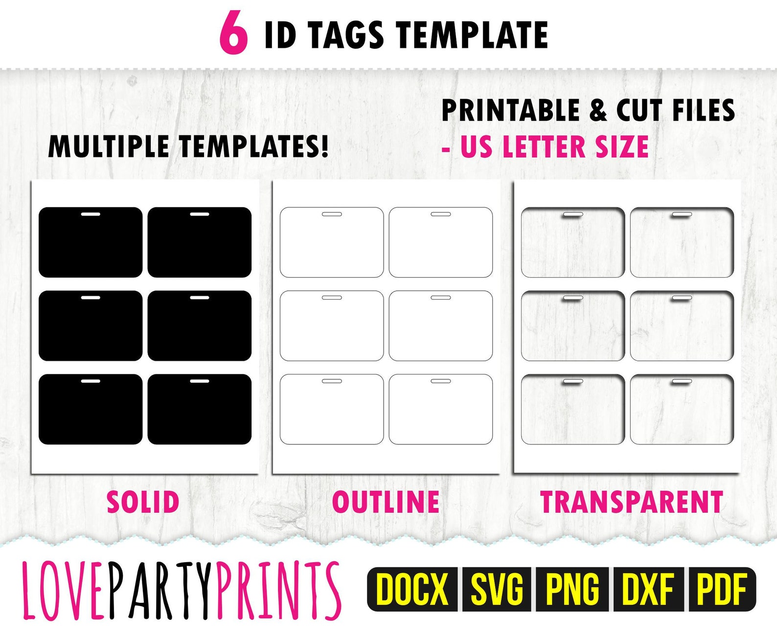 ID Badge Template Svg, Pdf, Png, Dxf, 67x99mm ID Tag Template, 8.5