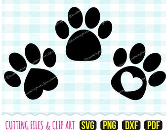 Pfotenabdruck SVG, DXF, PNG, PDF, Pfotenabdruck Clip Art, Pfotenabdruck Vektor, Hundepfote Schmuck, Silhouette Cut File, 23