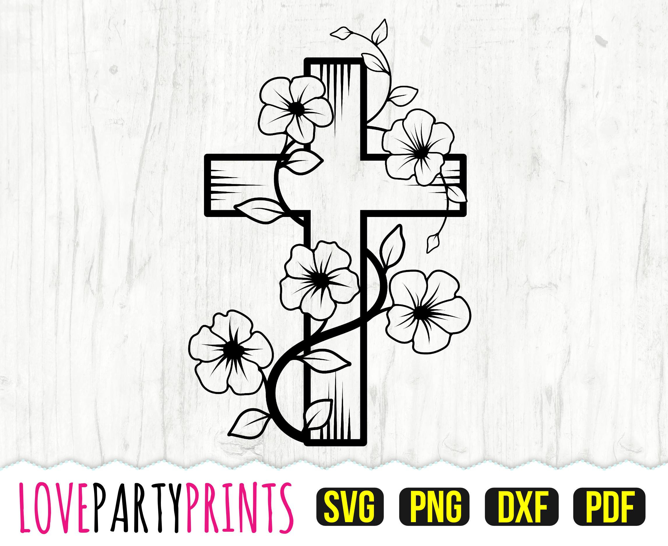 Floral Cross SVG DXF PNG Pdf Flower Cross Svg Faith Svg | Etsy