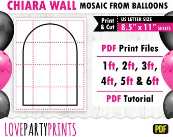 Chiara muur sjabloon PDF, 1ft, 2ft, 3ft, 4ft, 5ft, 6ft, mozaïek van ballonnen, Chiara achtergrond, 8,5 "x 11" afdrukbare PDF, Instant Download