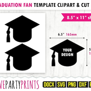 Graduation Fan Template SVG, PDF, png, dxf, Blank Fan Template, Letter 8.5&quot;x11&quot; Printable Pdf, Fan Cut File, Fan Clipart, Ms Word Docx, 1231