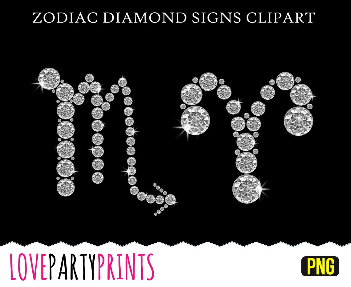 Diamond Zodiac Clipart PNG Files Diamond Astrological Sign Etsy