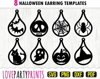 Halloween Earring SVG, DXF, PNG, Pdf, Earring Template Svg, Halloween Jewellery Svg, Vector Clipart, Cut Files, 974