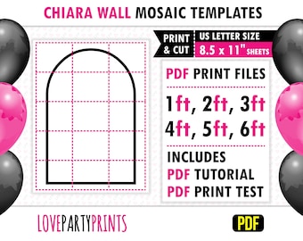 Chiara Wall Template PDF, 1ft, 2ft, 3ft, 4ft, 5ft, 6ft, Mosaic from Balloons, Chiara Backdrop, 8.5&quot;x11&quot; Printable PDF, Instant Download