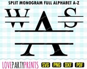 Split Monogram Font SVG PNG DXF Pdf, Split Monogram Alphabet, Split Monogram Letters, Split Initials, Individual Cut Files and Clipart, 765