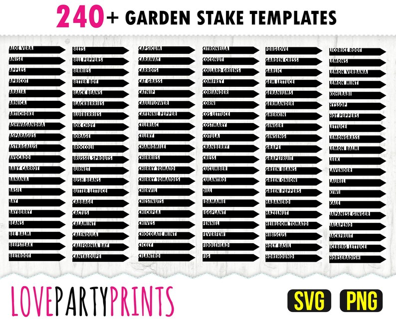 Herbs Vegetables Fruits Garden Stakes SVG Bundle, PNG Bundle, 240 SVG cut files, Laser Cut Files, Machine Cut Files, High Quality,svg849 image 2