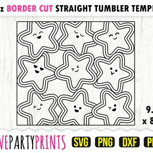 Happy Stars Burst Tumbler SVG, DXF, PNG, Pdf, 20 oz Skinny Tumbler Template, Tumbler Wrap File, 20oz Straight Wall, Template Cut File, 1092