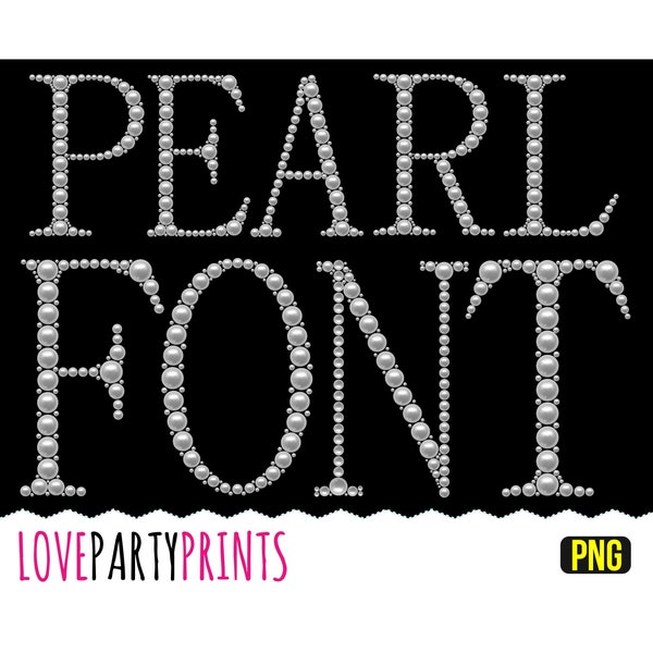 Fichiers PEARL FONT PNG, Full Pearl Alphabet, 300dpi de haute qualité, Créez votre propre bannière ou panneau (CA50)