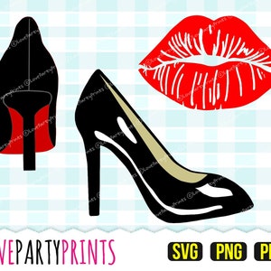 Tacones y labios SVG, PNG y PDF, tacones altos Svg, labios Svg, moda Svg, glamour Svg, archivos de corte, clipart, 702