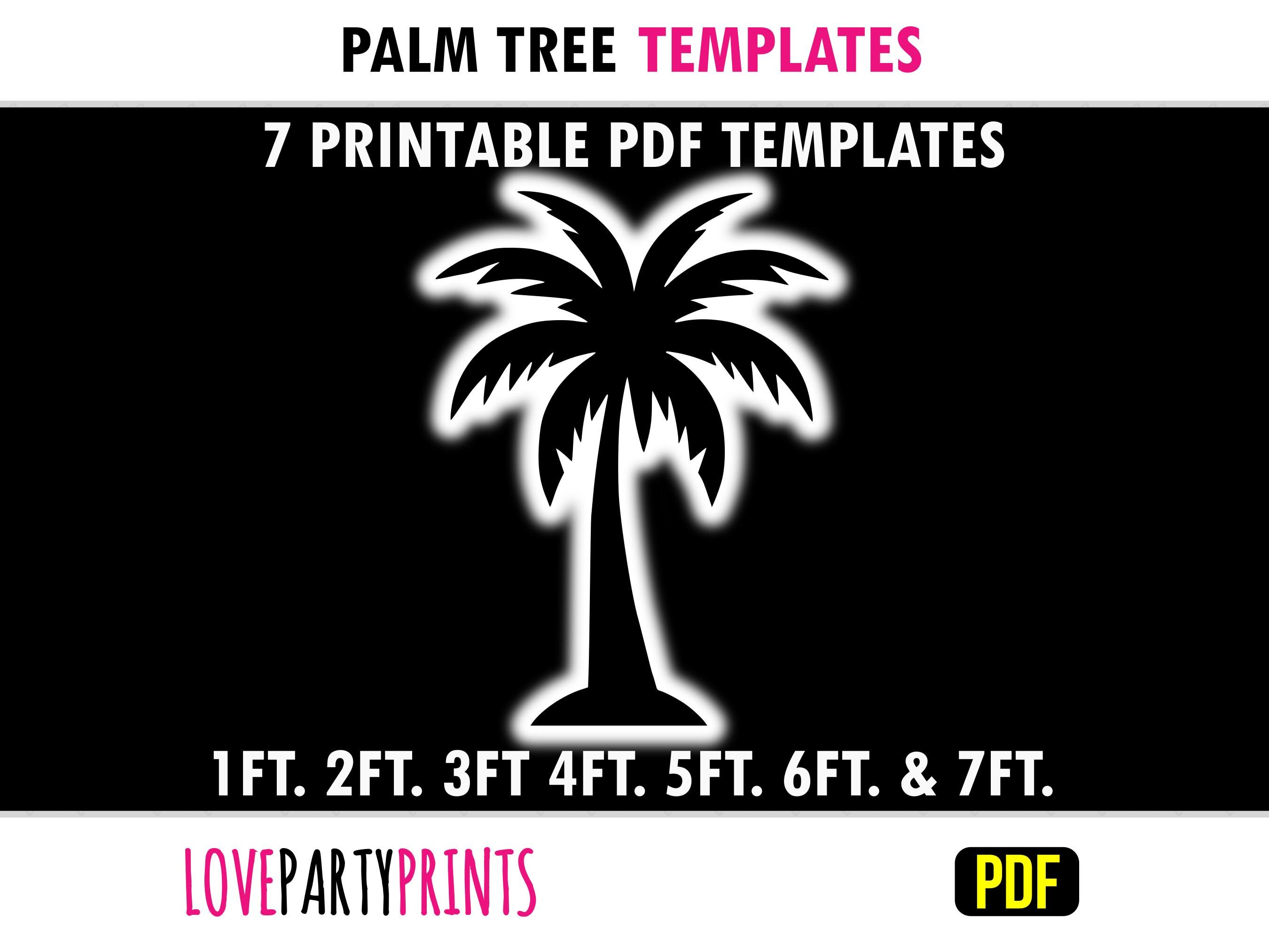 Palm Tree Template PDF, 1ft-7ft Trace & Cut Templates, Life Size Beach ...