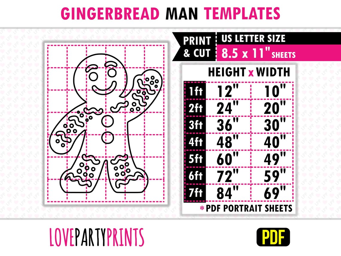 Giant Gingerbread Man Template PDF, Print and Cut Templates, Life