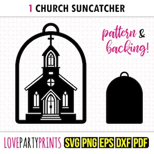 Church Suncatcher SVG, Dxf, Png, Pdf, Eps, Religious Window Ornament, Sun Catcher Machine Laser Cut Silhouette, Vector Clip Art File