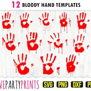 Blutige Hände SVG, DXF, PNG, Pdf, Hand Splatter Schmuck, Farbe Hand Schmuck, Blutig Handabdruck Schmuck, Blut Schmuck, Vektor Clipart, Schnittdatei, (svg968)