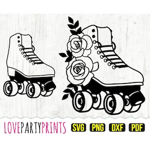 Roller Skate SVG, DXF, PNG, Pdf, Floral Roller Skate, Rose Flower Svg, Roses Svg, Sport Svg, Retro Svg, Vector Clipart, Cut Files, (svg809)