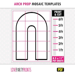 Plantilla de arco (PDF, 30 cm, 60 cm, 90 cm, 120 cm, 150 cm, 180 cm), mosaico Chiara de globos, marquesina de arco, 21,5 x 28 cm, PDF imprimible, descarga instantánea