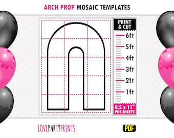 Arch Prop Template PDF, 1ft, 2ft, 3ft, 4ft, 5ft, 6ft, Chiara Mosaic from Balloons, Archway Marquee, 8.5"x11" Printable PDF, Instant Download