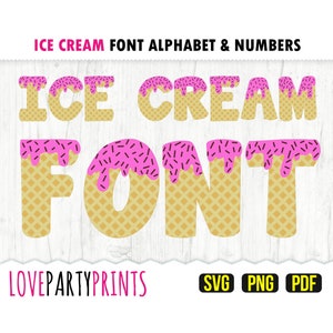 ICE CREAM FONT file Svg, Png e Pdf, 300 dpi alta qualità, Silhouette Vector, Crea il tuo banner (anb60)