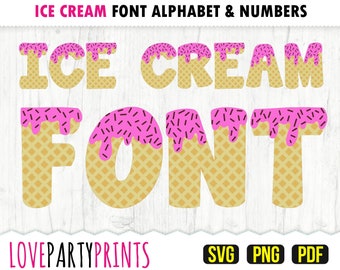ICE CREAM FONT Svg, Png and Pdf files, 300dpi High Quality, Silhouette Vector, Create your own banner (anb60)