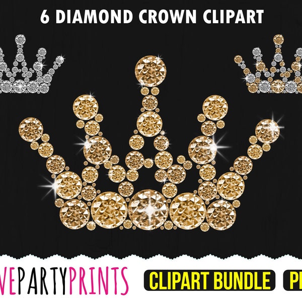 Diamond Crown Clipart PNG files, Rhinestone Crown Clipart, White Diamond Crown, Gold Diamond Heels, Crown Clipart, Diamond Clipart, CA83