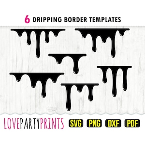 Dripping Borders Svg, DXF, PNG, PDF, Honey Drip Svg, Chocolate Drip Svg, Paint Drip Svg, Clipart, Cut File, 7 Dripping Border Colors, 562