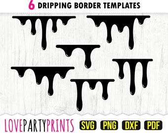 Dripping Borders Svg, DXF, PNG, PDF, Honey Drip Svg, Chocolate Drip Svg, Paint Drip Svg, Clipart, Cut File, 7 Dripping Border Colors, 562