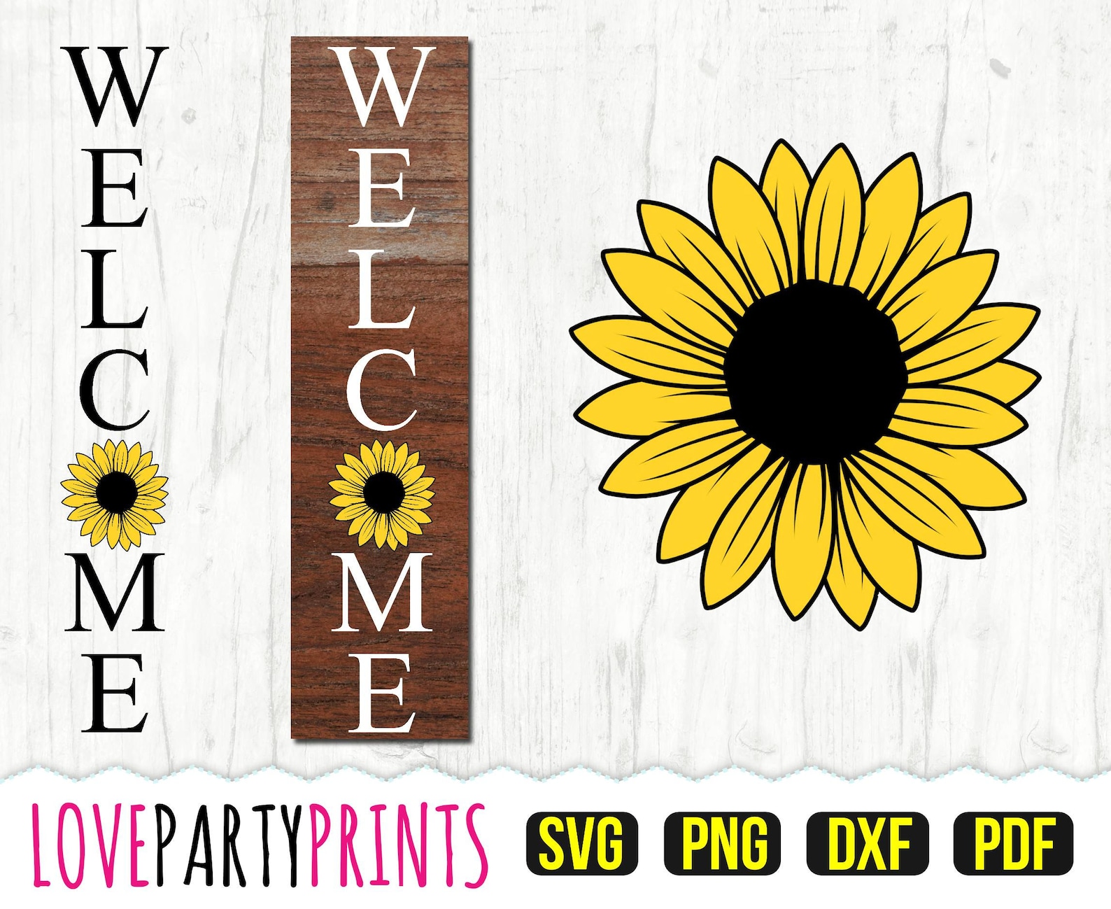 Sunflower Welcome SVG DXF PNG Pdf Porch Sign Svg - Etsy