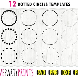 Dotted Circles SVG, DXF, PNG, Pdf, Circle Monogram Frames, Clip Art, Cutting Files, 556